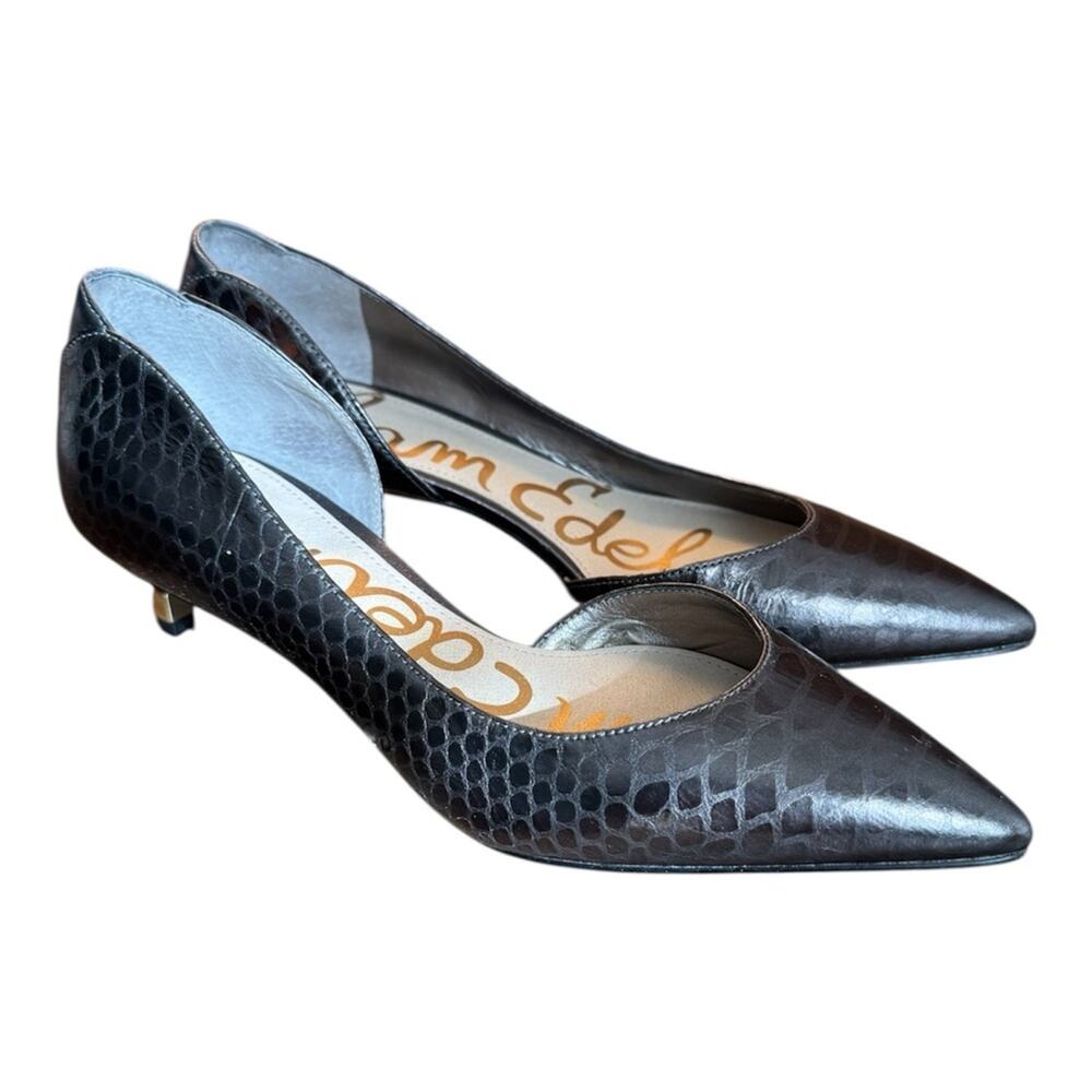 Sam Edelman Dark Brown Metallic Snake Print Heels